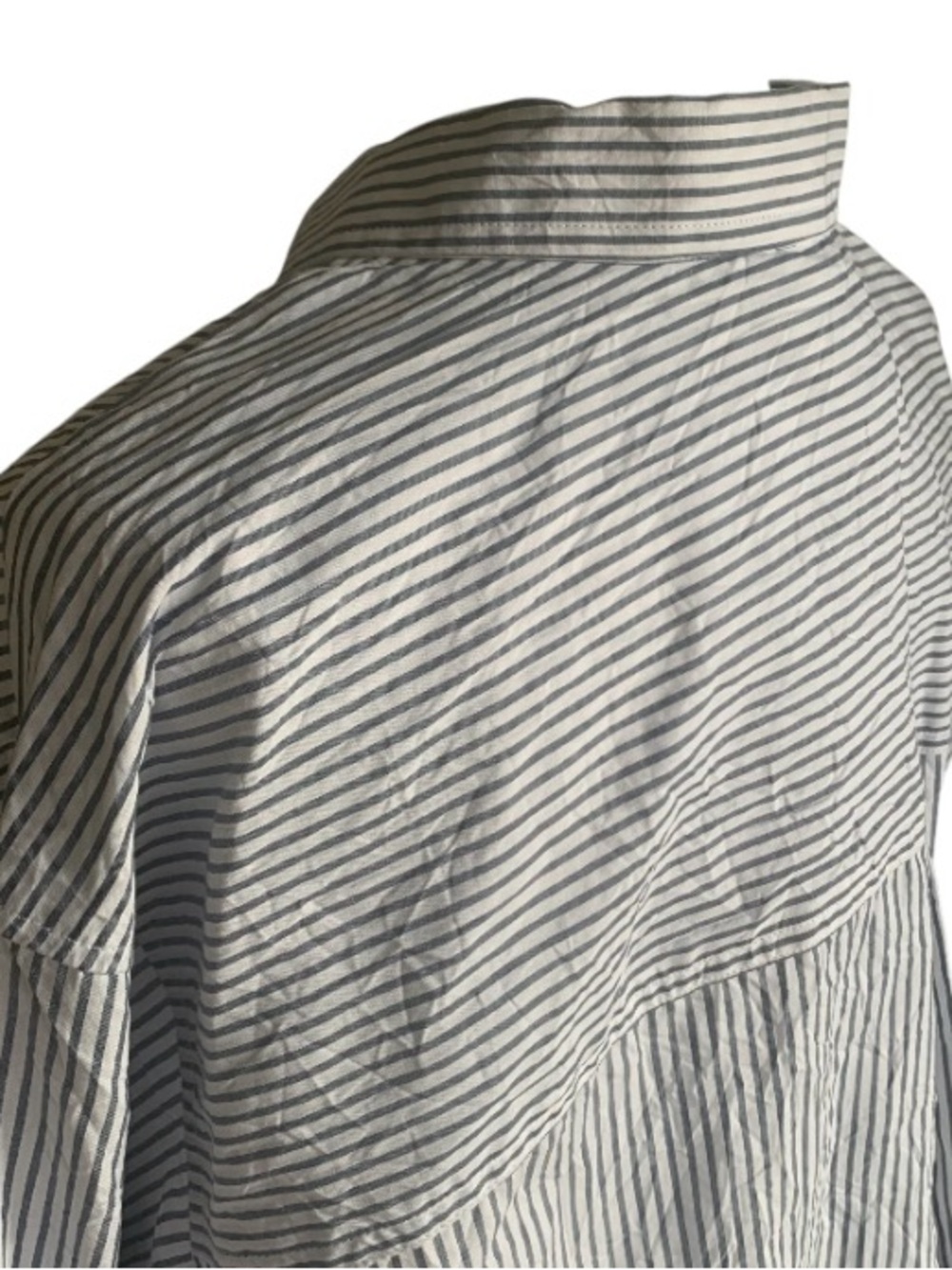 🆕 Eddie Bauer Shirt Crinkle Cotton Button up White Pale Blue Pinstripe 2XL - Picture 8 of 13